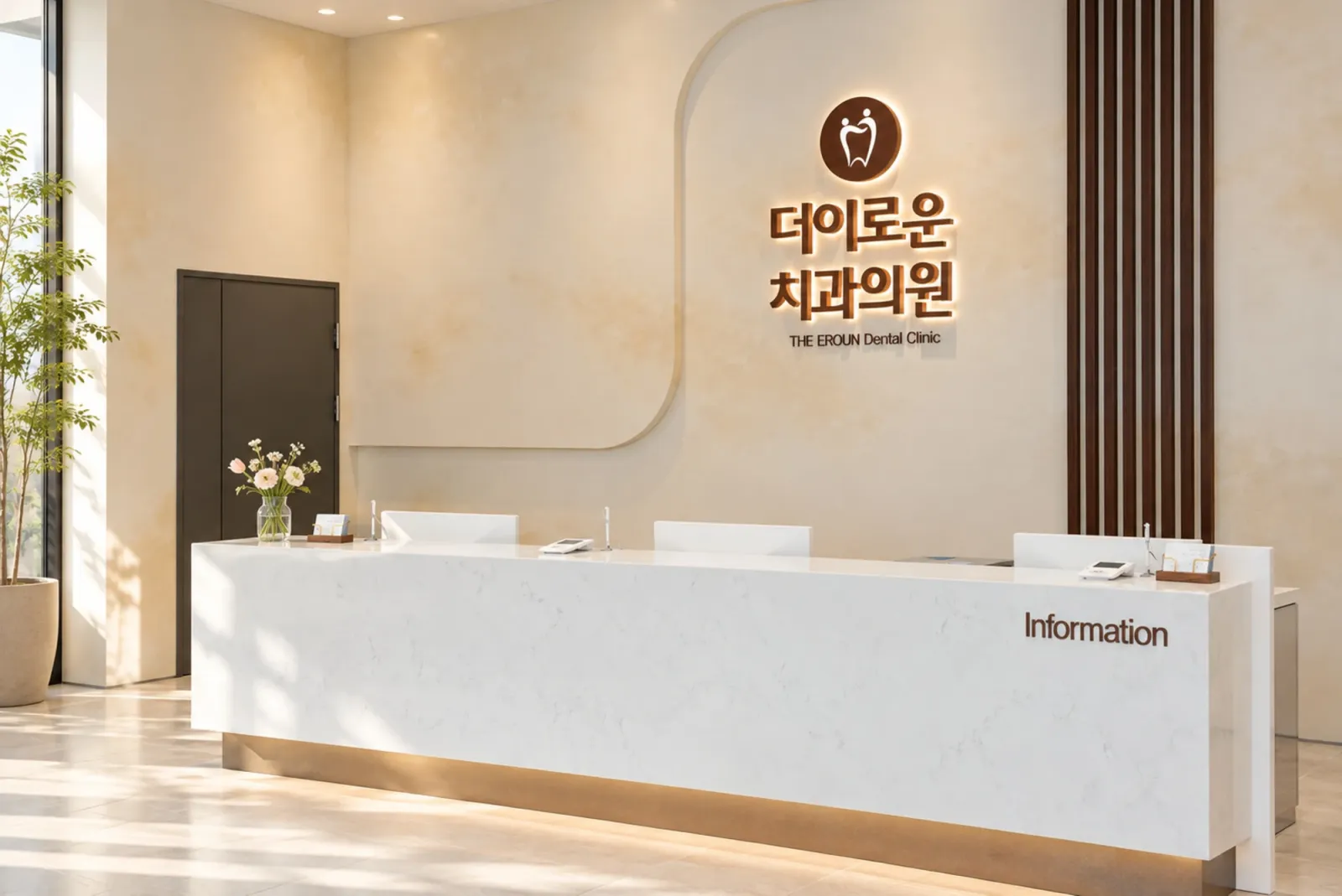더이로운치과 접수 및 대기 공간